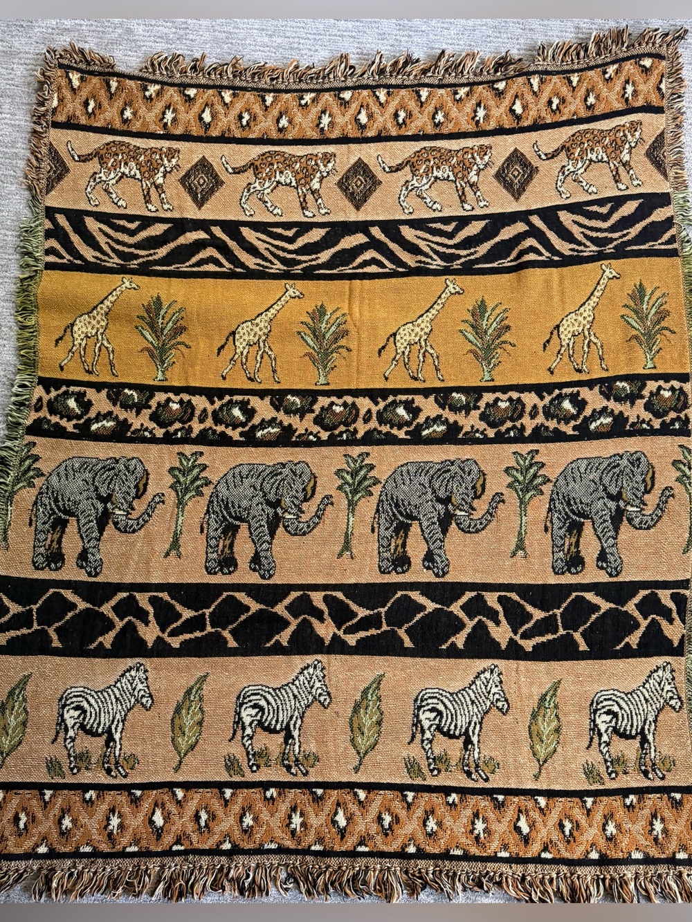 Safari Animal Woven Tapestry Throw Blanket 50 x 65
